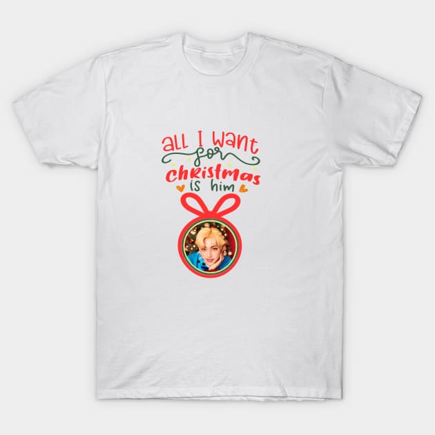 Stray Kids Felix Fan Art - All I want for Christmas is Felix T-Shirt by ArtFulArts